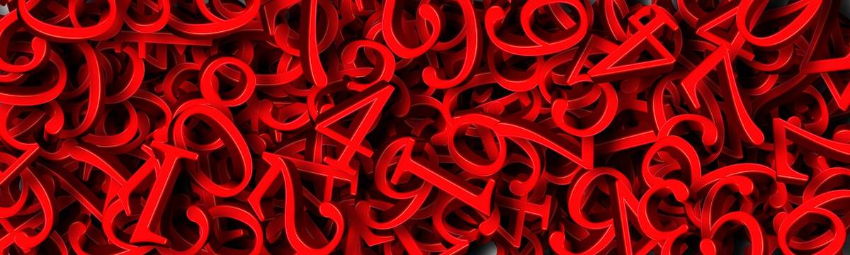 Jumble of red numbers