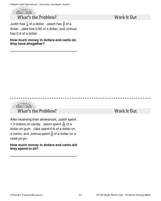 Numbers and Operation Daily Math Warm-Ups and Answer Key Grade 5-7