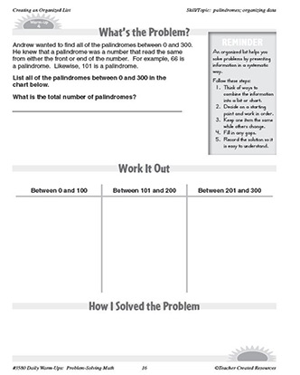 Creating an Organized List Daily Math Warm-Ups and Answer Key Grade 5-7 