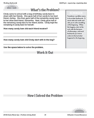 Working Backwards Daily Math Warm-Ups and Answer Key Grade 5-7