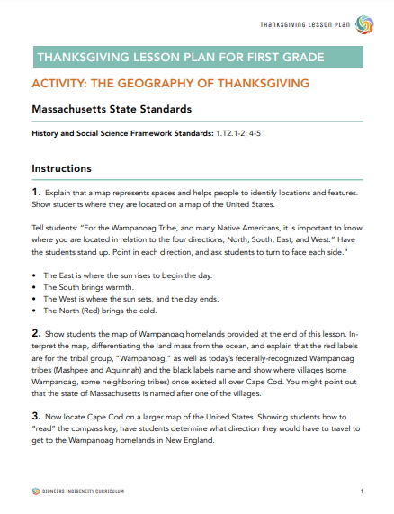Native American Geography Lesson Plan for First Grade