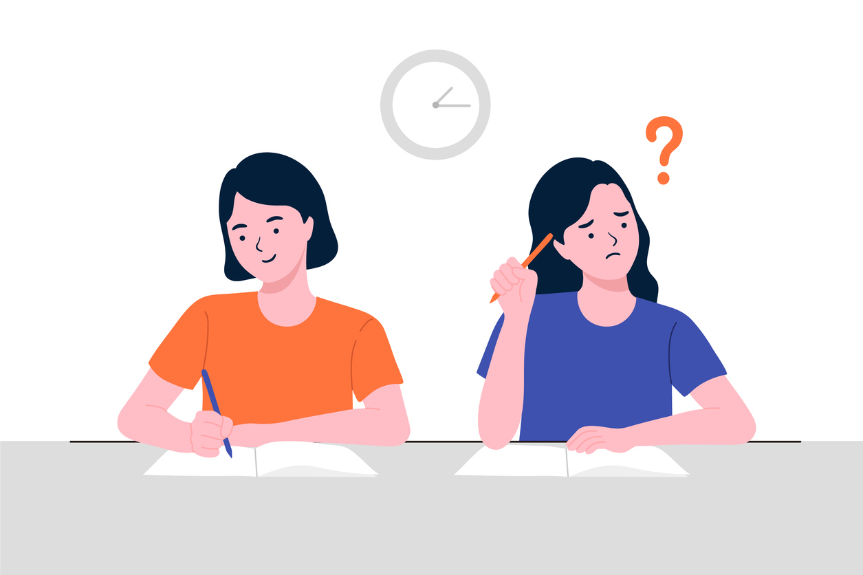 Students memorizing facts for tests