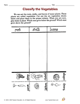 Classify the Vegetables