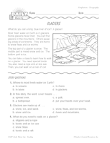 Geography Reading Warm-Up: Glaciers
