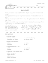 Science Reading Warm-Up: Leaves & Seasons