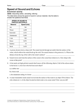 Activity: Speed of Sound and Echoes