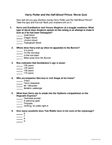 Harry Potter & the Half-Blood Prince: Movie Quiz