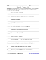 Hepatitis – True or False