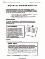 Target Reading Skill: Identify the Main Idea